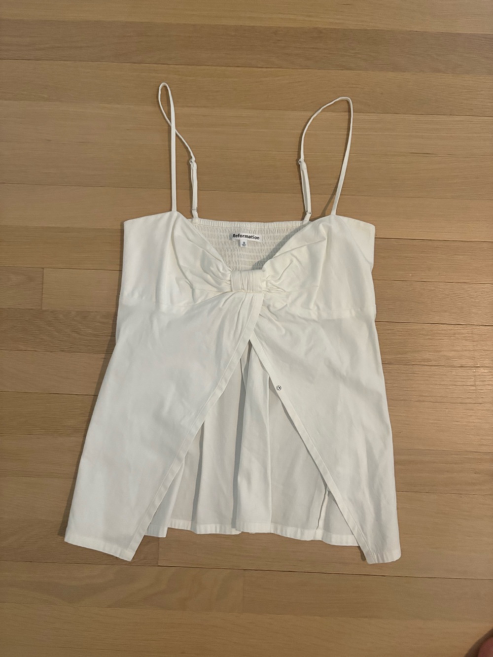 Reformation Cream Twist-Front Spaghetti Strap Camisole